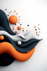 Poster - Serene and tranquil abstract digital landscape featuring soft pastel colored dots and flowing wave like lines creating a minimalist modern and elegant composition in a clean white setting