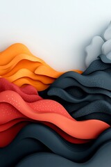 Poster - Tranquil abstract background featuring soft pastel dots and flowing lines evoking a wave shaped mountain landscape 3D rendering in a clean white setting with ultra high