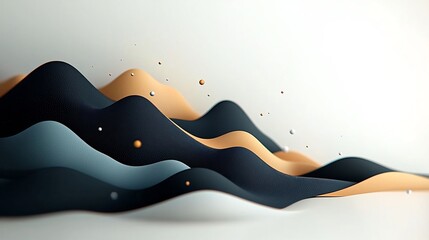Poster - Ethereal and serene abstract background with a wave patterned mountainous design composed of soft pastel dots and flowing lines in a clean minimalist 3D CGI digital art composition