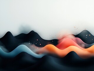 Poster - Mesmerizing abstract landscape depicting fluid pastel colored waves cascading over a mountainous terrain creating a dreamlike and captivating visual experience