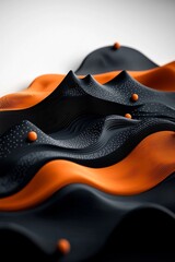 Poster - Tranquil abstract dark background featuring soft pastel dots and flowing lines evoking a wave shaped mountain landscape presented in a clean 3D digital rendering with a white setting