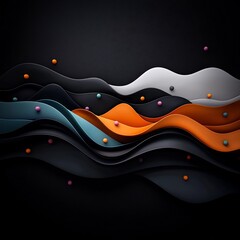 Poster - Captivating Moody Abstract Landscape with Pastel Colored Dots and Sweeping Lines Forming a Wave Patterned Mountainous Topography 3D CGI Pristine White Environment Crisp Definition