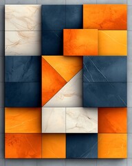 Poster - Striking Abstract Geometric Pattern on a Marble like Surface with a Refined and Elegant Interplay of Light and Shadow  A Visually Captivating and Harmonious Composition with a Minimalist