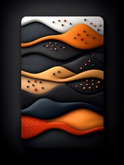 Poster - Captivating mountainous landscape with an ethereal arrangement of pastel colored dots and flowing line patterns undulating across a shadowy black foundation  showcasing a 3D rendered
