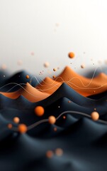 Fototapete - Dreamlike Mountainous Landscape with Flowing Pastel Dots and Curves Serene Digital Artwork Evoking a Sense of Movement and Hypnotic Atmosphere