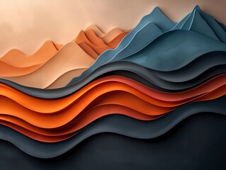 Poster - Captivating marble like digital landscape with a harmonious fluid arrangement of organic shapes and textures featuring dramatic chiaroscuro lighting and an art deco influenced