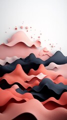 Poster - Captivating abstract digital artwork showcasing an otherworldly landscape with undulating pastel colored formations lines and dots creating a mesmerizing and visually striking 3D rendered scene