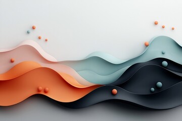 Poster - Moody and atmospheric abstract digital landscape scene featuring a pattern of pastel colored dots and sinuous lines that evoke a mountainous environment
