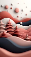Poster - Mesmerizing Pastel Landscapes Undulating formations of dots and lines create a captivating abstract setting across a mountainous terrain rendered in 3D on a pure white stage