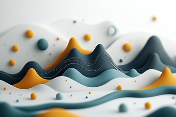 Poster - Moody abstract backdrop featuring a mesmerizing pattern of pastel colored dots and serpentine lines that form a mountainous motif rendered in 3D against a pure white backdrop