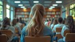 © nditzmedia - Girl Sitting In A Classroom Of Students