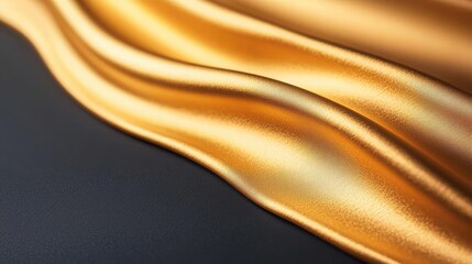 Poster - Gold abstract background concept. Elegant golden fabric draped gracefully against a dark background.