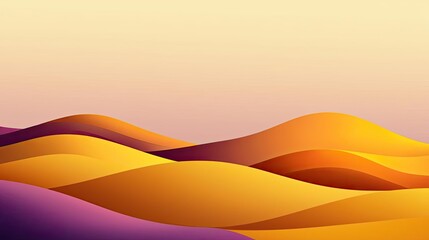Poster - Scenery abstract background idea. A colorful abstract landscape featuring wavy hills in warm shades of purple and yellow.