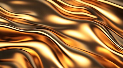 Poster - Gold abstract background concept. Beautiful abstract texture of flowing golden fabric with dynamic waves and reflections.