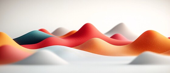 Poster - A stunning and visually captivating digital artwork showcasing a dramatic mountainous landscape rendered in a pastel color palette with abstract and undulating formations of lines dots