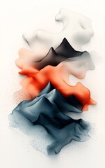 Poster - Captivating abstract digital artwork featuring a surreal pastel colored mountain landscape with swirling dot and line patterns against a stark white background