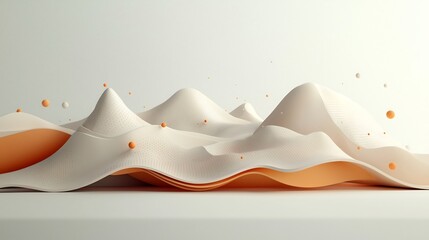 Poster - Pastel Abstract Mountain Landscape with Flowing Wave Pattern in 3D Rendering on White Background  Minimal Serene and Elegant Digital Art with Soft Gradient Tones and Organic Shapes