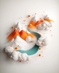 Poster - Captivating abstract background featuring a dynamic wave of pastel dots and lines traversing mountainous forms in a pristine 3D digital visualization with a aesthetic