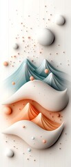 Poster - Mesmerizing pastel wave like abstract background featuring a captivating design of pastel dots and lines across mountainous forms presented in a clean white setting with a digital art aesthetic