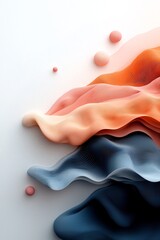 Poster - Undulating Pastel Dot and Line Formations Across a Towering Mountain Range Abstract Pastel Backdrop with Hyper 3D Rendering on Pure White Display