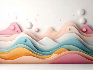 Poster - pastel dotted and lined mountainous landscape abstract background digitally rendered 3d with fluid o