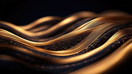 Poster - Gold abstract background concept. Abstract gold wave texture with shimmering sparkle on a dark background.