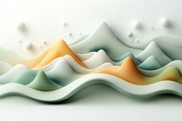 Poster - Mesmerizing pastel colored background featuring a wave like design of dotted lines across undulating mountainous forms