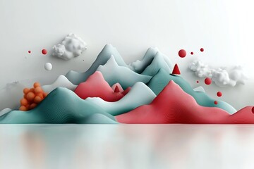 Poster - pastel waves cascading across majestic alpine landscape in bright flawless 3d cgi environment abstra