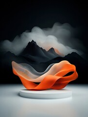 Leinwandbilder - Evocative abstract scene with a dark background and a mesmerizing wave like design created by pastel colored dots and flowing lines