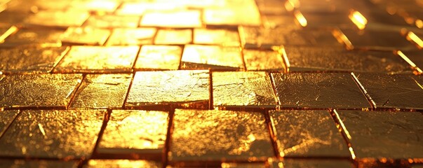 Aufkleber - Gold abstract background concept. Close-up view of shining gold bars reflecting light in a luxurious arrangement.