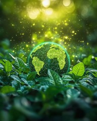Aufkleber - Globe in green nature with Environment icon for ESG