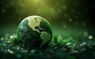 Aufkleber - Green globe with environmental icon for ESG