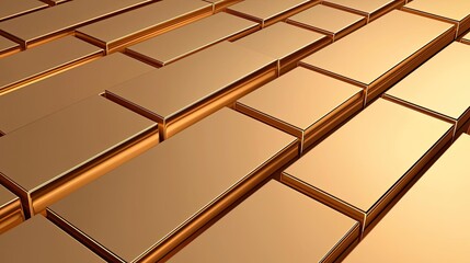 Poster - Gold abstract background concept. Close-up view of shiny gold bars stacked in a warehouse setting.