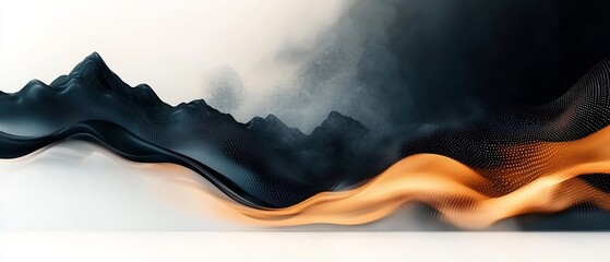 Poster - Mesmerizing atmospheric abstract scene with a dark background and a captivating wave like pattern created by pastel hued dots and flowing lines