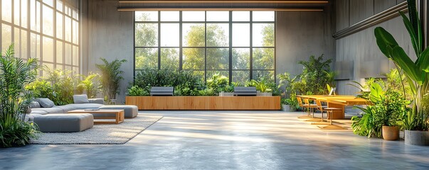 Aufkleber - Visualize a modern office space powered by advanced cloud services, surrounded by green energy sources and smart backup solutions