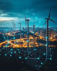 Poster - Design an advanced data center featuring renewable energy solutions, innovative cloud computing technology, and smart resource backup