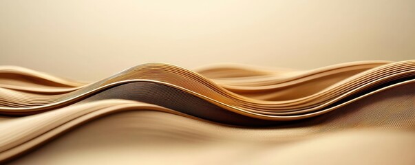 Poster - Gold abstract background concept. Elegant waves of paper in soft colors create a soothing visual for design projects.