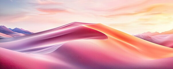 Poster - Scenery abstract background idea. Vibrant desert landscape with colorful sand dunes under a pastel sky at sunset.