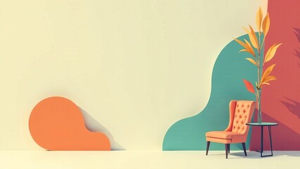 Aufkleber - Colorful background with a chair in the foreground.