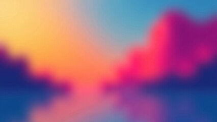 Aufkleber - A blurry image of a mountain range with a blue sky in the background