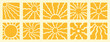© Yanka - Retro groovy sun set. Yellow vector wavy geometric sunshine 60s, 70s. vintage style. abstract background in hippie style for logo, print, poster, social media