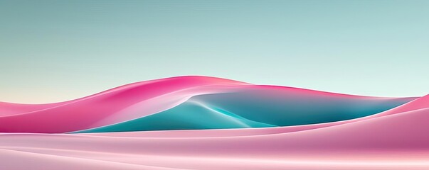 Leinwandbilder - Scenery abstract background idea. Abstract landscape with soft waves in pink and teal hues against a serene background.