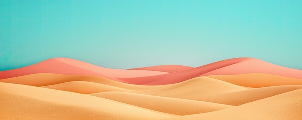 Aufkleber - Scenery abstract background idea. Serene desert landscape with gentle dunes and vibrant sky shades of blue and peach.