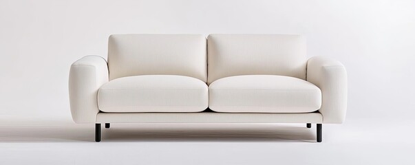 Poster - Minimal furniture idea. A modern white sofa set against a minimalistic background, ideal for stylish interiors.