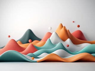 Poster - stunning pastel colored mountainous landscape with fluid abstract waves and organic shapes against a