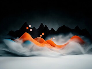 Poster - Ominous Dreamscape  A captivating 3D digital artwork that blends a dark  ominous canvas with a dreamlike overlay of pastel dots and wispy lines