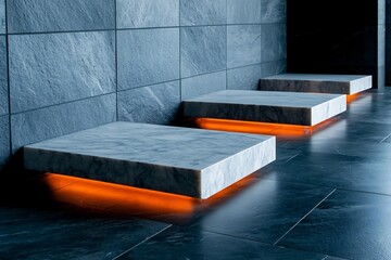 Poster - Sophisticated marble foundation showcasing intricate natural patterning subtly illuminated to emphasize the tactile qualities reminiscent of classical sculpture