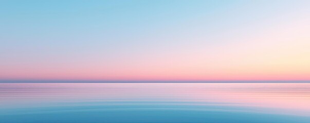 Poster - Scenery abstract background idea. Tranquil seascape at dawn with soft pastel colors reflecting on calm water.