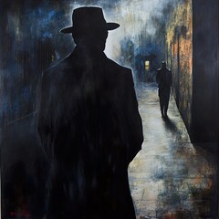 Canvas Print - Mysterious Night Stroll: A City Silhouette