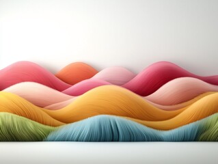 Poster - Enchanting Pastel Meadow with Flowing Undulating Hills in Vibrant Digital Painting  Soft Serene and Dreamlike Landscape with Textured Brushwork and Muted Gradient Tones